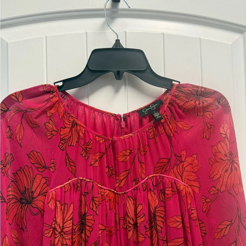 Jessica Simpson Sasha long-sleeve maxi blossoms floral print size small NWOT - Picture 7 of 11
